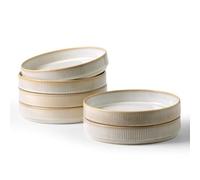 Richmount Star: Juego de 6 piezas, platos hondos para pasta y cuencos para sopa, para cocina y mesa, resistente al microondas y al lavavajillas, Cappuccino Blanco