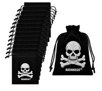 Richness Bolsas piratas con cordón de 12 unidades, de ante pirata para recuerdos de fiesta pirata, paquete de 12 unidades