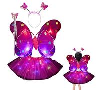 Richolyn Vestir Princesa Hadas - Conjunto Disfraz Hada para niña con alas Mariposa | Little Fairy Princess Dress Up Role Disfraces con Luces LED para niñas