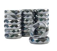 RICHRAIN 50 100 200 anillos de cristal a granel, anillo de hematita, joyería al por mayor, banda magnética facetada (50 unidades)