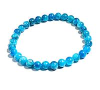 RICHRAIN Pulsera de apatita azul natural, pulsera de energía con rueda de mar, pulsera de cuentas redondas para mujer, 7 inches, Cristal