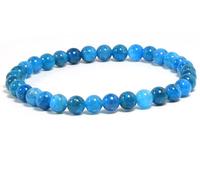 RICHRAIN Pulsera de apatita para mujer, piedras preciosas naturales, pulsera de perlas azules, elástica, 18 cm, cadena de perlas de corte redondo, 6mm, 1, 1