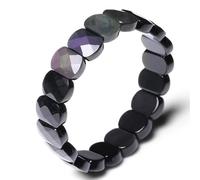 RICHRAIN Pulsera de obsidiana para mujer, pulsera de cuentas de piedra de cristal natural, ojo arcoíris, protección Feng Shui, brazalete de obsidiana, Cristal