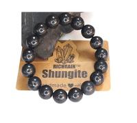 RICHRAIN Shungita Piedra Natural - Pulsera De Shungit Pulsera De Protección Para Hombres Y Mujeres Con Gemas Naturales De Cristal, Piedra (12mm 8.5")