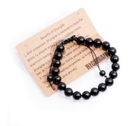 RICHRAIN Shungite - Pulsera de cuentas de shungita hecha a mano con piedras trenzadas para hombres y mujeres, joyería de cristal, M L X, shungita, M L X, shungite, M L X, Piedra, Shungit