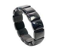 RICHRAIN Shungite - Pulsera para hombre, Shungite, protección Emf, piedras de shungita, piedras de shungita, protección Emf para hombres, color negro, 17-21 cm, Piedra