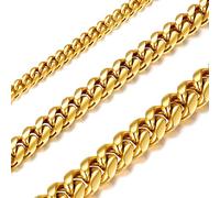 Richsteel 75cm Hombre Cadenas 14mm Gruesas Oro Acero Cubana Collar de eslabones Resistente Hip Hop Rock