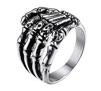 Richsteel Anillo de Satan Calavera Diablo Garra Demonio Halloween Hip Hop Rock Anillo Dedo Hombre Acero Inoxidable, 14.5 (54.4mm)