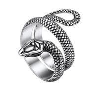 Richsteel Anillo Serpiente de Talla Grande para Mujeres Hombres, Hip Hop Anillo de Boda Talla 27 (67.2mm), Color Platino