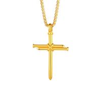 Richsteel Cadena con Cruz Oro Acero Hombres Colgantes Cruces Clavo Mujer