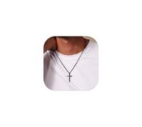 Richsteel Cadena Cruz Negra Mujer Padre Hijo Cruz Colgante Hombre Collar Cruces