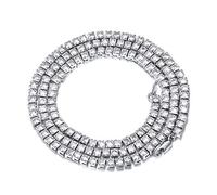 Richsteel Cadena Cuadrada de Tenis con Diamantes de Imitaciones, 55cm Largo