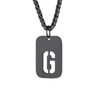 Richsteel Cadena Dog Tag y Letras A-Z Inicial de Nombre de Acero Inoxidable Chapado en Negro