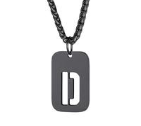 Richsteel Cadena Dog Tag y Letras A-Z Inicial de Nombre de Acero Inoxidable Chapado en Negro