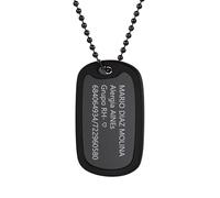 Richsteel Cadena Negra Colgante Chapa silenciador para homobres Mujeres Collar Etiqueta de informacion