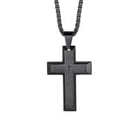 Richsteel Colgante Cruz Biblia Negro Collar Hombre Acero Inoxidable Colgantes Cruces Grandes Cadena Trigo Espiga Eslabones Joyas Hombres Mujeres