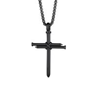Richsteel Colgante Cruz de Clavo Negro Collar Hombre Acero Inoxidable Colgantes Cruces Grandes Cadena Veneciana Eslabones Joyas Hombres Mujeres