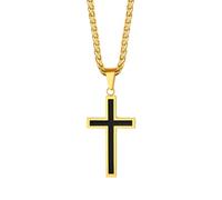 Richsteel Colgante Cruz Hombre Oro Collar Acero Inoxidable Dorado Colgantes Cruces Grandes Cadena Trigo Espiga Eslabones Joyas Hombres Mujeres