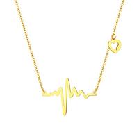 Richsteel Colgante Mujer Oro Corazon Latidos ECG Electrocardiograma
