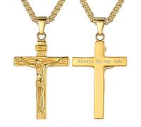 Richsteel Colgante para Cenizas Cruz INRI, Relicario Cremacion Colgante Llevar Cenizas Resistente al Agua (Color Dorado)