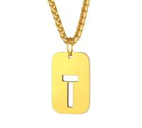 Richsteel Collar de Dog Tag Letras A-Z Personalizable de Oro bañado