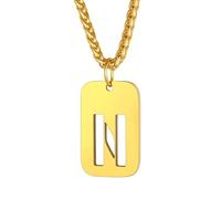 Richsteel Collar de Dog Tag Letras A-Z Personalizable de Oro bañado