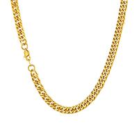 Richsteel Collar de Eslabones Cubanos Cadena Cani No Mancha para Cantantes Rap Rock, Acero Oro 7mm 76cm