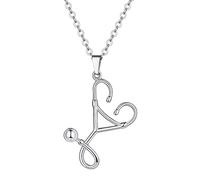 Richsteel Collar Mujer con Colgante Estetoscopio Latidos de Corazón, Joyería Regalo para Enfermero Médico Esposa Amigas
