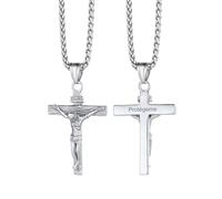 Richsteel Crucifijo y Cadena Hombre Colgante Cruz Acero Inoxidable Collar Cruces INRI