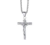 Richsteel Crucifijo y Cadena Hombre Colgante Cruz Acero Inoxidable Collar Cruces INRI