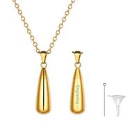 Richsteel Guardapelo Gota de Agua Colgante Negro en Collar Ajustable 22 Pulgadas, Acero Inoxidable, Relicario Perfume Urna cremación Cenizas Recuerdo, Servicio Personalizable, Regalo Hombre Mujer