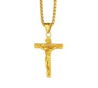 Richsteel Hip Hop Dorada Cruz Cadena Hombre Oro enchapado Colgantes Cruces Crucifijo de Jesucristo