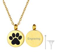 Richsteel Huella Mascota guardapelo Colgante Cenizas Collar relicario Perro Gato Cenizas Animales Colgante de Oro