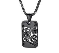 Richsteel Metálica Etiqueta ID identificación Negro Colgante Collar de Cadena Acero Inoxidable para Hombres Mujeres Regalo para Novio Padre Hermano