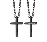Richsteel Mini Cruz Negra Collar con Cruz Acero Hombre Mujer Regalo Padre Familia