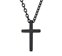 Richsteel Mini Cruz Negra Collar con Cruz acero Hombre Mujer Regalo Padre Familia