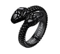 Richsteel Personalizable Anillo Hombre Grande 32.5 Cola de Serpiente Dos Capas, Anillo Negro Vintage