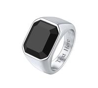 Richsteel Personalizable Sello Anillo 57 Hombre con Onix Negro Grande, Anel Homem