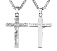 Richsteel Porta Cenizas Urna Colgante INRI Cruz Proteccion con Nombre Personalizable, Colgantes para Cenizas Humanas Perro para Grabar Color Plata
