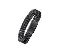 Richsteel Pulsera Masculina Pesa y No se Oxida, Pulsera Magnetico Negro, 12mm Ancho 19cm Largo
