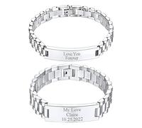 Richsteel Pulseras para Pareja Novios Personalizadas, Esclavas de Amistad Couple Bracelet 21cm Largo Color Platino