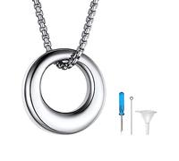 Richsteel Relicario Colgante Porta Cenizas Aro, Cremación Recuerdo Mascota Memoria, Collar con Accesorios para Echar Cenizas (Color Platino)