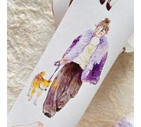 RICHTAPES DingDing Vol13-47 A Little Purple,Kiss-Cut Washi Paper of PET Tape Stickers,1.97 INx10.94 YD,Original Vintage Character Design for Scrapbooks Supplies,Journals,Planers Stickers