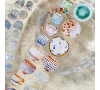 RICHTAPES NuNu Vol1 N01 Shallow Cup of Clear Joy,Pre-Cut Clear PET Washi Tape Stickers,Original Vintage Scene Design,for Journaling,Scrapbooking,Planner,Scrapbook Supplies,Bullet Journal