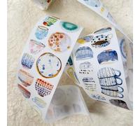RICHTAPES NuNu Vol1 N01 Taza poco profunda de Clear Joy, papel Washi precortado, cinta adhesiva PET, diseño original, para diario, álbumes de recortes, planificador, suministros de álbumes de recortes