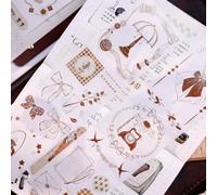 RICHTAPES XiaoBaiJia Caramel Collection, pegatinas precortadas de cinta PET de papel Washi de Taiwán, diseño original, para suministros de álbumes de recortes, calcomanías de cinta de álbumes de