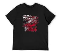 Richthofen The Red Baron Jagdgeschwader Teufel EK Held Fokker Luftwaffe Men's T-Shirt Unisex Black Cotton Hip Hop Print tee Shirts S