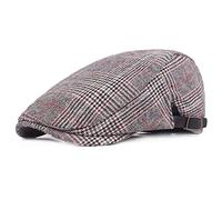 RICHTOER Moda para Hombres Vendedor de periódicos Sombreros Gorra de Golf Casquillo de algodón Plaid Conducción Plana (Style1 Light Grey)
