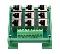 RichVibe Adaptador de bloque de terminales RJ45 a tornillo de 9 puertos, Ethernet 8P8C para placa de conexión para riel DIN para montaje C45, para RS232 RS485 DMX512, calibre de cable 18-26 AWG