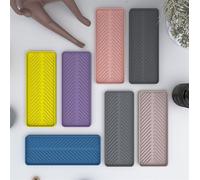 RichVibe Bandeja organizadora de silicona para fregadero con bordes de secado elevados, esponjas de cocina y baño, 23 x 9 cm, color negro